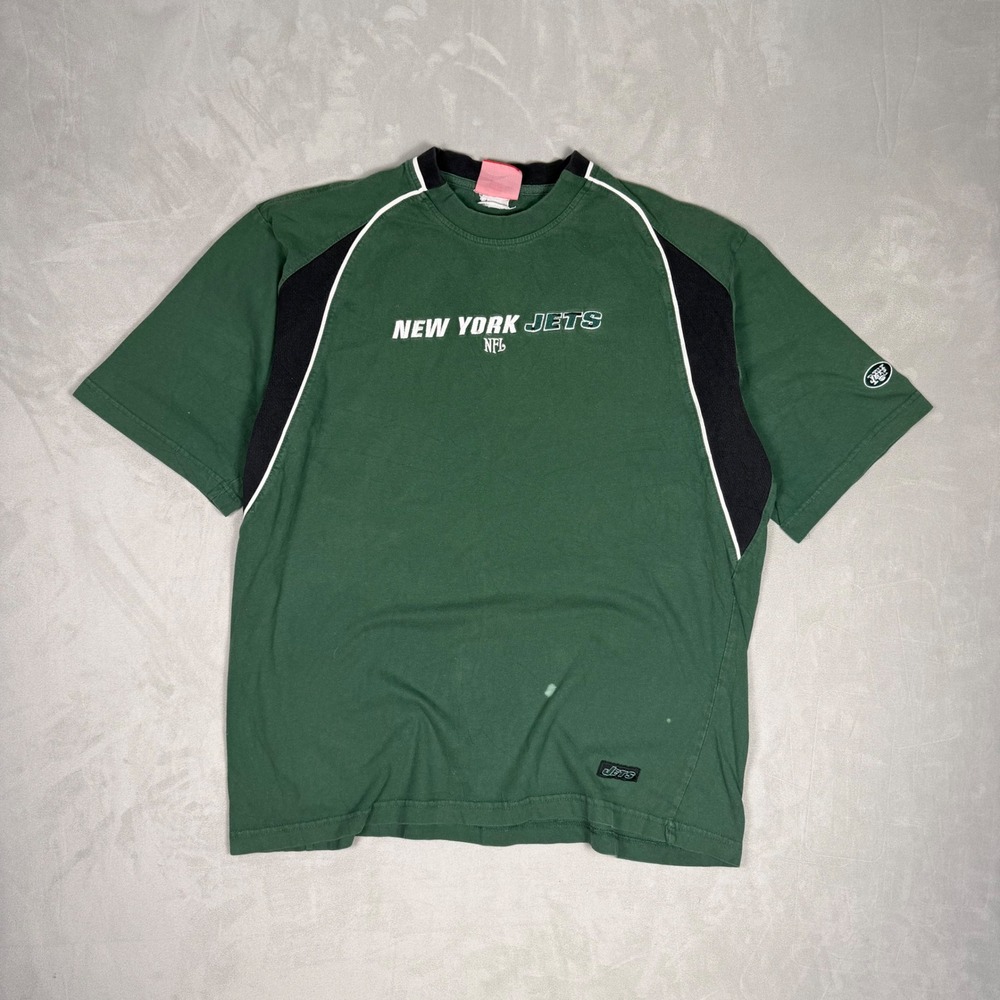 Y2K Mens NFL New York Jets Colorblock Sportswear T-Shirt XL